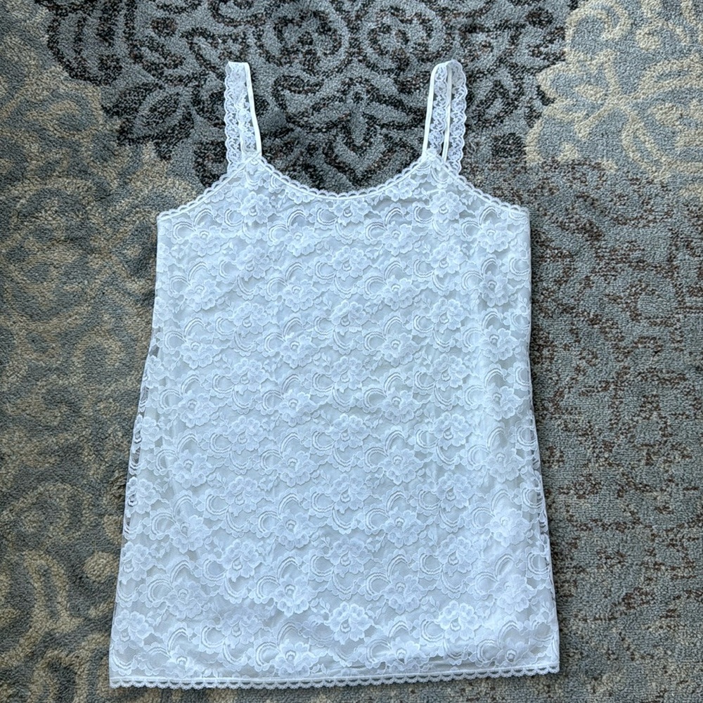 Chic Vintage Lace Cami White Large